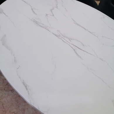 Стол раскладной TML-655 VETRO 120x120 Белый Мрамор реальная фотография
