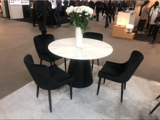 Стол раскладной TML-655 VETRO 120x120 Белый Мрамор реальная фотография