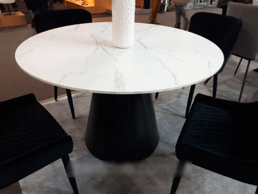 Стол раскладной TML-655 VETRO 120x120 Белый Мрамор реальная фотография