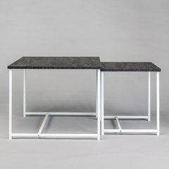 Комплект журнальных столиков КВАДРО Home Deco Белый / Угольный камень реальная фотография