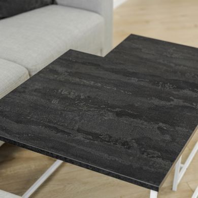 Комплект журнальных столиков КВАДРО Home Deco Белый / Угольный камень реальная фотография