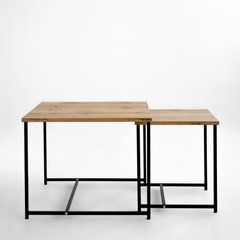 Комплект журнальных столиков КВАДРО Home Deco Черный / Дуб реальная фотография