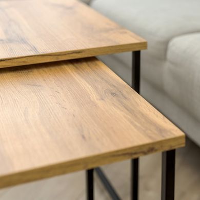 Комплект журнальных столиков КВАДРО Home Deco Черный / Дуб реальная фотография