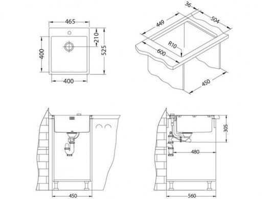 Кухонная мойка PURE 20 Alveus 46,5x52,5x19,5 Полированная