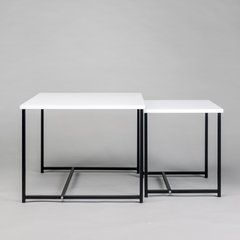 Комплект журнальных столиков КВАДРО Home Deco Черный / Белый реальная фотография