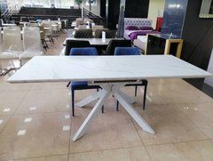 Стол раскладной TML-630 VETRO 160(200)x90 Белый Мрамор реальная фотография
