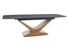 Стіл розкладний DOLCE Ceramic PIETRA DI SAVOIA Signal 180(240)x95 Світло Сірий Мат / Горіх жива фотографія