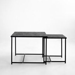 Комплект журнальных столиков КВАДРО Home Deco Черный / Угольный камень реальная фотография