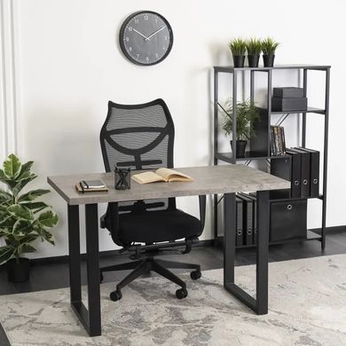 Стол ALTE MAX Mebel Elite 130х65 см бетон / черный реальная фотография