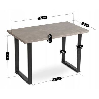 Стол ALTE MAX Mebel Elite 130х65 см бетон / черный реальная фотография