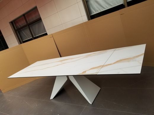 Стіл Обідній SAPPHIRE GOLD MARBLE Concepto 200(300)x100 Кераміка Білий/Білий жива фотографія
