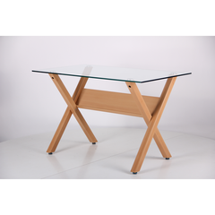 Cтол обеденный Maple AMF 120X70 Dark Beech / Скло Прозоре реальная фотография
