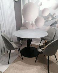 Стол Обеденный DС6 КЕРАМИКА CONCRETE GRAPHITE Испания ST 120х120 см Серый реальная фотография