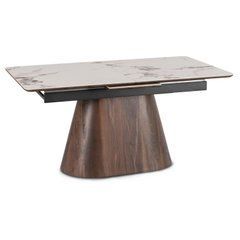 Стол раскладной LIZBONA Mebel Elite 160(200)х90 Белый мрамор/Орех реальная фотография