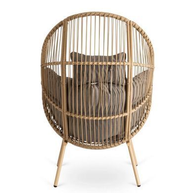 Садовое кресло с подставкой для ног PORTLAND Mebel Elite Серый/натуральный реальная фотография