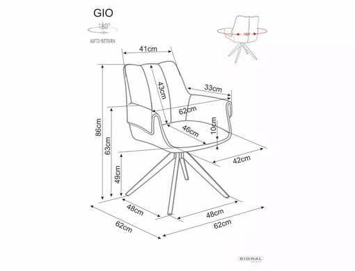 Кресло поворотное GIO Signal Черный каркас/ беж tap. 250 реальная фотография