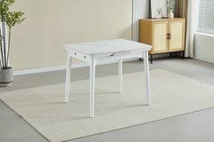Стіл Обідній ASKOLD CERAMIC Snow white Matt (White leg) Bjorn 95(120)х70 Білий Ефект Мармуру жива фотографія