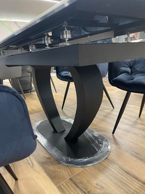 Стол раскладной TML-815 VETRO 160x90 Белый Мрамор / Черный реальная фотография