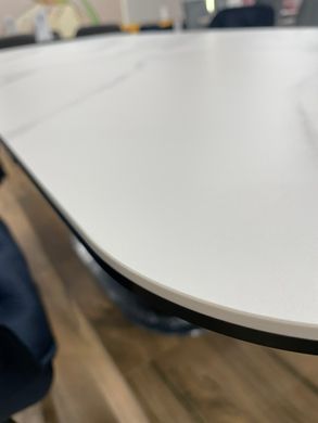 Стол раскладной TML-815 VETRO 160x90 Белый Мрамор / Черный реальная фотография
