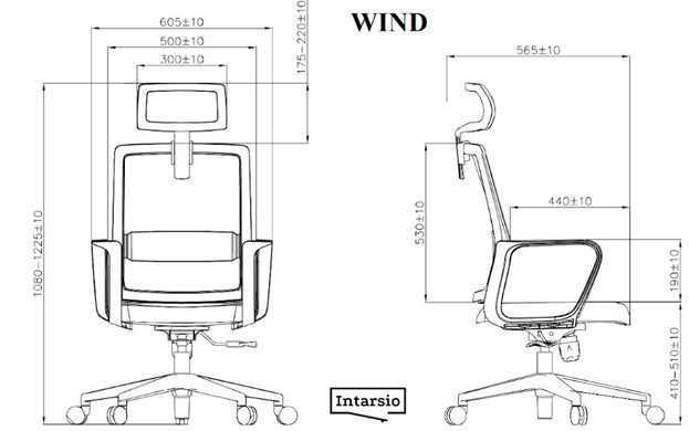 Офісне крісло WIND Intarsio Сірий жива фотографія