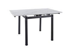 Стол GD-082 Signal 80(131)x80 Белый Эффект Мрамора / Черный Мат реальная фотография