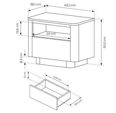 Тумба приліжкова Perfect Home Торро / Torro 1S/63 з 1 шухлядою Дуб кремона/чорний жива фотографія