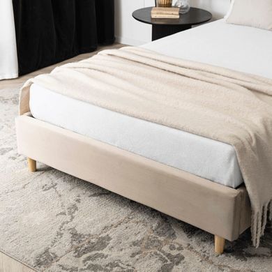 Кровать двуспальная бархатная MEBEL ELITE DENNIS Velvet 120x200 Беж реальная фотография