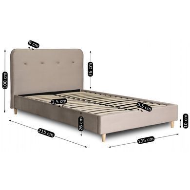 Кровать двуспальная бархатная MEBEL ELITE DENNIS Velvet 120x200 Беж реальная фотография