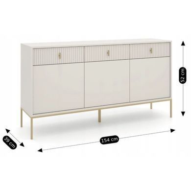 Комод MEBEL ELITE MARCOS 154 см кашемір рифлений / золото жива фотографія