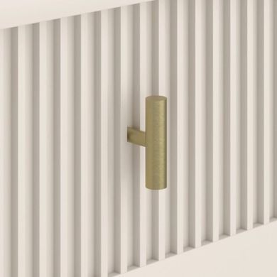 Комод MEBEL ELITE MARCOS 154 см кашемір рифлений / золото жива фотографія