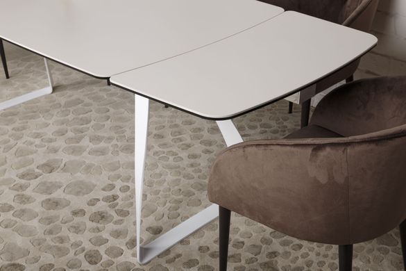 Стол обеденный LONDON Nicolas 160/240x90x75 Керамика Молочный реальная фотография