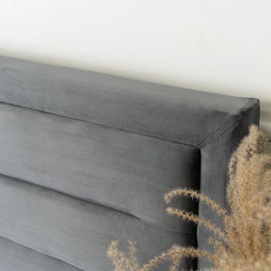 Кровать бархатная MEBEL ELITE BLOOM Velvet 160x200см Серый реальная фотография