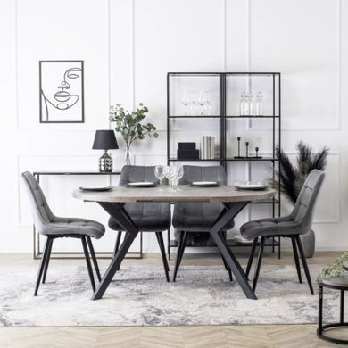Стіл розкладний круглий MEBEL ELITE LUKAS 100-250х100 см, Бетон жива фотографія