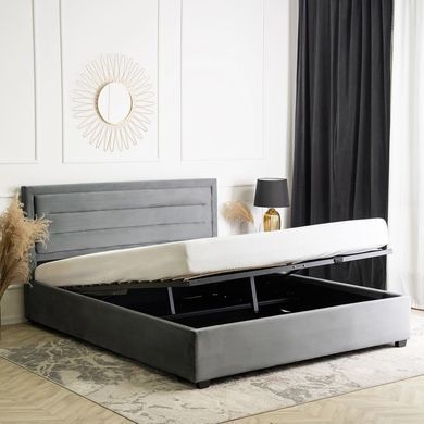 Кровать бархатная MEBEL ELITE BLOOM Velvet 160x200см Серый реальная фотография