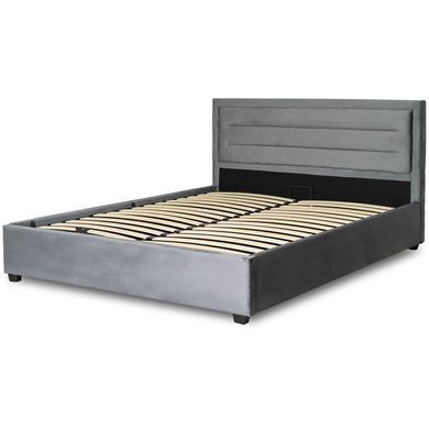 Кровать бархатная MEBEL ELITE BLOOM Velvet 160x200см Серый реальная фотография