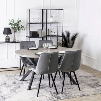 Стіл розкладний круглий MEBEL ELITE LUKAS 100-250х100 см, Бетон жива фотографія