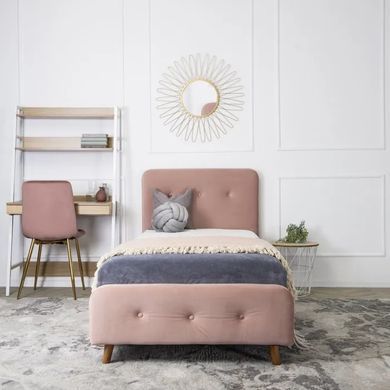 Кровать MIKEL Velvet Mebel Elite 90x200 Розовый реальная фотография