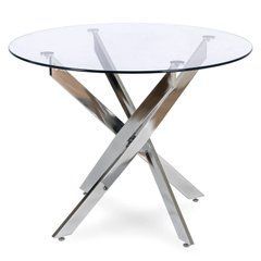 Стол MEBEL ELITE SALLO 2 100х100 см Прозрачный/Хром реальная фотография