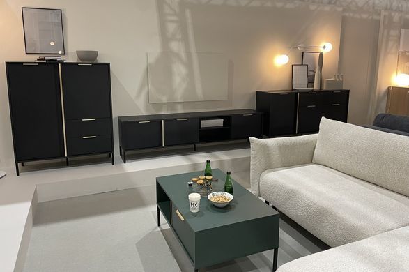 Тумба под телевизор Perfect Home Ларс/Lars 3-дверная 3D/203 Антрацит реальная фотография