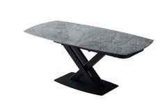 Стол Обеденный OSWALD CERAMIC Shks black Matt Bjorn 140(200)х90 Серый Эффект Мрамора реальная фотография