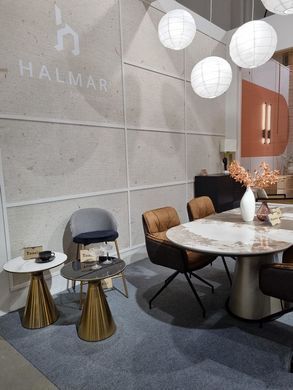 Журнальный столик TRIBECA Halmar 50x50 Черный Мрамор/Золото реальная фотография
