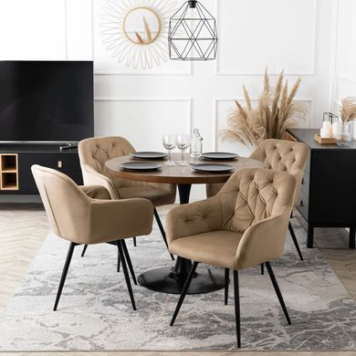 Стілець поворотний оксамитовий MEBEL ELITE IDA Velvet Беж жива фотографія