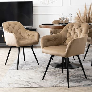 Стілець поворотний оксамитовий MEBEL ELITE IDA Velvet Беж жива фотографія