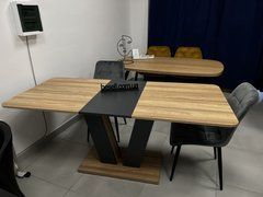 Стіл розкладний TORINO B/G Intarsio 140(180)x80 Блеквуд ячмінний / Графіт жива фотографія