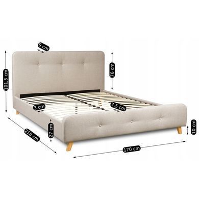 Ліжко оксамитове MEBEL ELITE MIKEL 160x200 см Беж жива фотографія