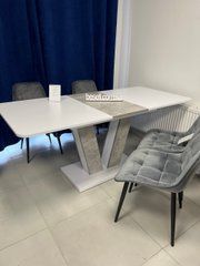 Стіл розкладний TORINO B/I Intarsio 140(180)x80 Біла Аляска РЕ / Індастріал Сірий жива фотографія