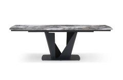 Стіл Обідній LAMBERG CERAMIC Versal Glossy Bjorn 160(240)х90 Сірий Еффект Мармуру жива фотографія
