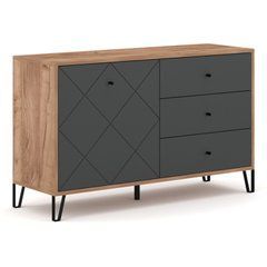 Комод MEBEL ELITE BACARDI 123 Дуб артизан / Графит реальная фотография
