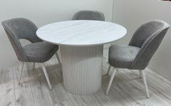 Стіл Обідній B5 Bonsso 110X110 Білий Ефект Мармуру жива фотографія