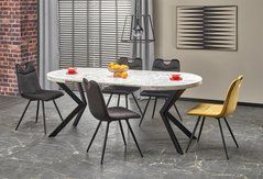Стол раскладной PERONI Halmar 100(250)х100 Белый Мрамор / Черный реальная фотография